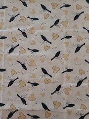 Clothworks “Sunny Days” Cotton Fabric Crows And Hearts On Cream 30 Inches