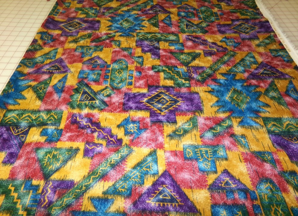 Southwestern Fabric Colorful Pattern. 36×60. Bretmar Div of Brett WASHED J26-140