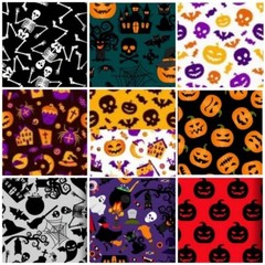 40 pcs Pack Halloween Fabric Charm 5″ x 5″ SQUARES Holiday Quilting Quilt Blocks