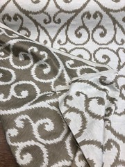 Scroll Baige Khaki Linen Cotton Drapery Upholstery fabric by the yard