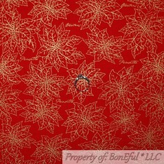 BonEful FABRIC FQ Cotton Quilt Black Gold Metallic Glitter Star Flower Xmas Snow
