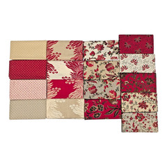 Moda French General 17 Fat Quarter Fabric Bundle Lot Esprit De Noel Red/Beige