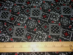 1 yard Black and Red Bandana Fabric