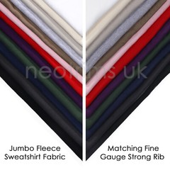 Heavy Sweatshirt Fabric Brushed Fleece 380gsm Cotton Luxury French Terry & Rib