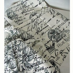 Richloom Dumas Remnant 1/3 Yard by 54″ Black Off-White French Words All Cotton