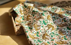 Korean Traditional Magpie & Tiger Beige Patterned Fabric made in Korea BTHY