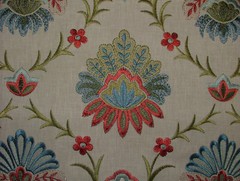 Embroidered Floral Curtain Fabric 0.85 Metres Amadore Poppy Upholstery Cushion