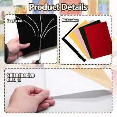 6 Pcs Self Adhesive Felt Sheets, White Felt Sheet with Adhesive Backing, 8 X 12