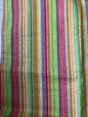 Vintage Seersucker Fabric with Bright Stripes Yardage Orange Pink 1/2 Yard