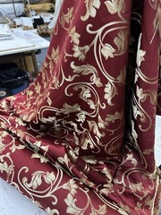 Extra Wide Damask Jacquard Brocade Fabric (110inch) Sold By The Yard – Burgundy