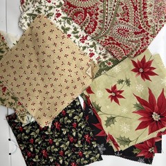 Estate Fabric Scrap Precut Quilt Blocks 4.5 And 6.5 Christmas