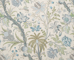 COWTAN & TOUT CURTAIN FABRIC DESIGN Arabella 3.5 METRES SKY/FERN LINEN BLEND