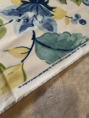 Richloom Floral Cotton Duck Fabric Blue Teal Canvas 55” x 55” Home Decor