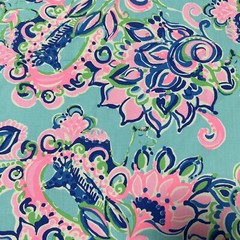 Lilly Pulitzer Cotton Poplin Fabric Blue Horizon Jungle Sunrise 36″ X 57″