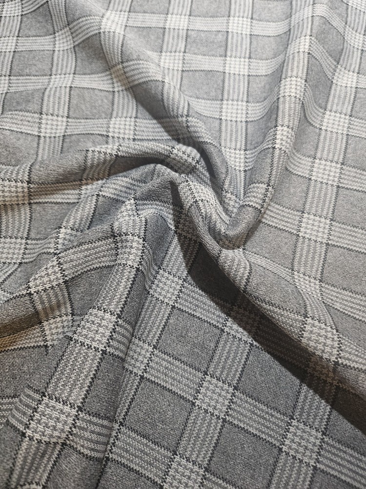 Gray Check Plaid Fabric 1 Yard 64 In Wide Synthetic Blend Material Sewing Crafts
