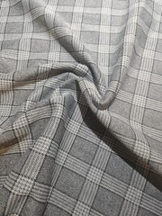 Gray Check Plaid Fabric 1 Yard 64 In Wide Synthetic Blend Material Sewing Crafts