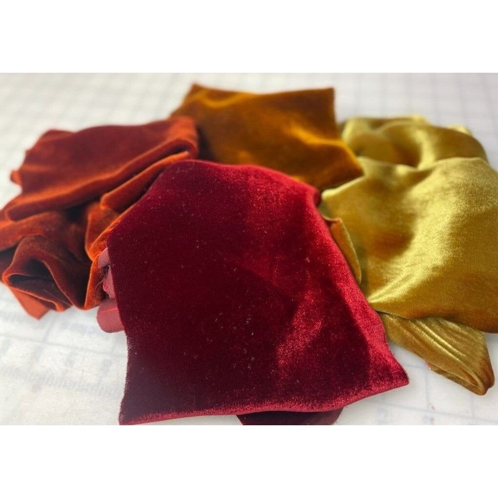 Silk VELVET Autumn Fabric Sample Set Remnants Lot 6″x45″ each
