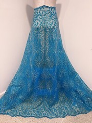 BLUE SILVER Sequins Embroidered Lace fabric 50” Width Sold By The Yard