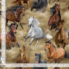 Horse Horses Running 3483 Allover Timeless Durable Cotton Fabric BTY
