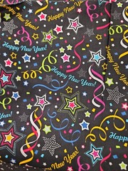 Lot of 3 Yards Happy New Year Cotton Fabric