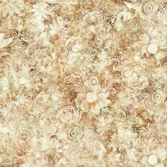 108-inch Cotton Queen’s Garden #11Cotton Floral By the Yard Gold to golden brown