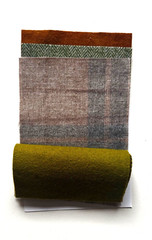 Hand Dyed Wool for appliqué, rug, crafts: (6) 4.5″ Charm Sq; Spring ETone 4.5-1