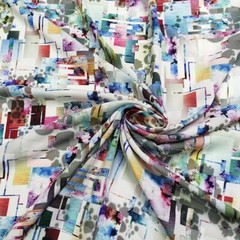 1 yard X 1.4 meter Plaid Floral Patchwork Poplin Material Soft Viscose Fabric