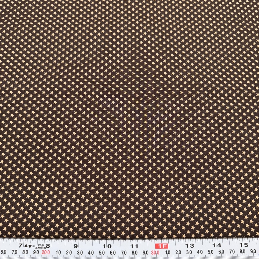 Tan Stars on Brown Unbranded Cotton Fabric by the HALF YARD 18″ x 44″