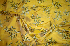 1 of 21 yds Designers Fabric Dupioni SILK Embroidered Foliage Drapery 54″ w BTY