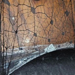 Soft Lace Spiderwebs Spider Webs Black Lace 60″ Wid Fabric by the Yard (D171.23)