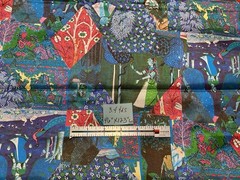 Vintage Rayon Fabric Indian Pictorial Pichwai Krishna Colorful 3.4 Yards