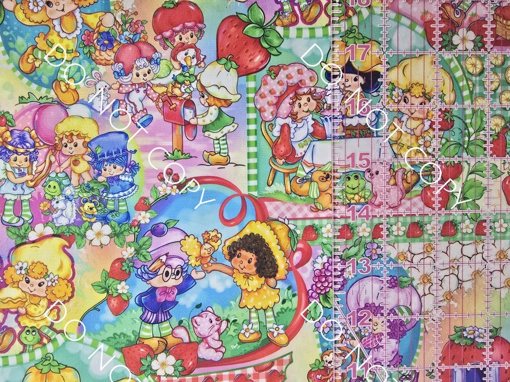 Custom 100% Cotton Woven Berry Girl Friends 80s Cartoon by the 1/4 Yard 9×56