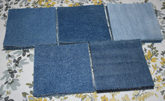 Denim Fabric Squares 4.5 inch Lot of 50 100% Cotton Blue Jean Quilt Craft Sew