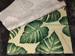 SUNBRELLA MONSTERA LEAF FABRIC SAMPLES, 25″ X 25″ SOLLIS PATTERN, ACRYLIC