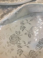 White Jacquard fabric Satin Floral rose drapery fabric BTY tablecloth 58″ wide