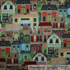 BonEful Fabric FQ Cotton Quilt Town House Cottage Farm STAR Home School Antique