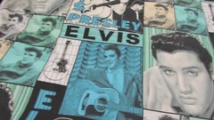 Vintage Teal/Grey Elvis Presley Cotton Fabric by Cranston V.I.P NEW 1 YD 32 IN