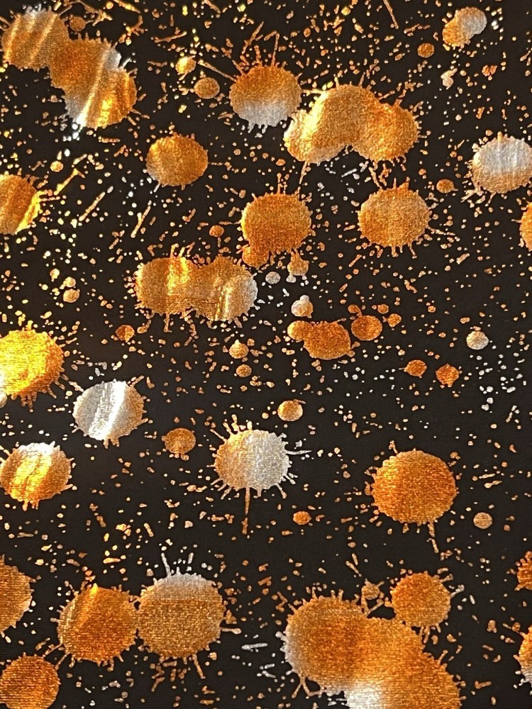 2.5 Yd Orange Yellow Silver Black Stretch hologram Spandex Fabric 54” Width