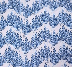 Pepino BTY Ana Sanfilippo P&B Textiles Blue Leaf Branch Floral Print on White