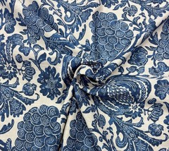 P KAUFMANN BOUNTIFUL INDIGO BLUE BATIK FLORAL MULTIPURPOSE FABRIC BY YARD 54″W