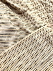 100% Flax Linen Fabric Yarn Dyed Multi Stripe Natural Off White 57