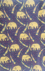 100% COTTON FABRIC ELEPHANTS, ASIAN, AFRICAN, RED, GOLD, BLACK, 2+ YARDS X 44″