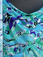 Italian Deadstock 100% Silk Twill 60 GSM Fabric By The Yard Emilio Pucci Logo