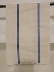 Custom Cut Antique Fair Fabric Cream/Blue Stripe Cotton Sample Up to 45″