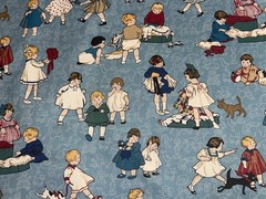 By 1/2 Yd Just Kids Under Cover Thimbleberries RJR Fabric Children on Blue BTHY