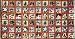 Christmas Novelty Squares by Makower uk Metallic Cotton Fabric Panel 23″ x 44″