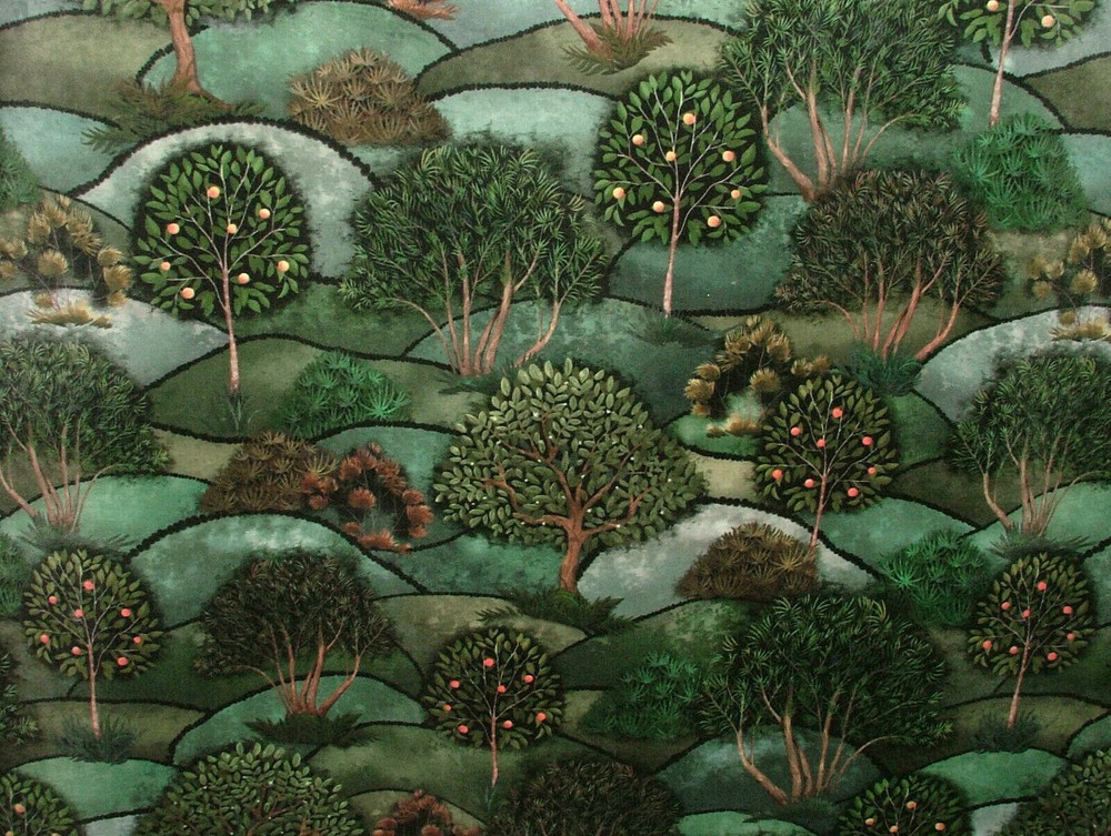 Green Meadow Velvet Curtain Upholstery Cushion Plush Soft Velvet Tree Fabric