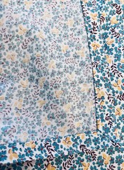 VTG 40-60`s Ditzy Calico Cottagecore Teal & Yellow Floral on White 30½ “x30”