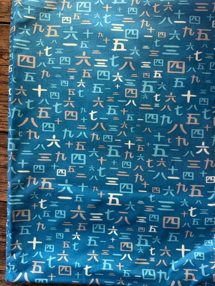 Nearly 2 yards Riley Blake Year of the Ninja Blue Numbers Fabric