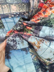 Landscape print high count cotton poplin